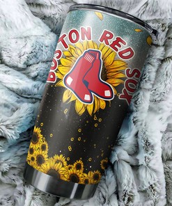 Boston Red Sox Sunflower Design Personalized Tumbler - MLB Coffee Tumbler
