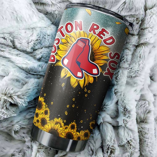 Boston Red Sox Sunflower Design Personalized Tumbler - MLB Coffee Tumbler