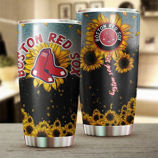 Boston Red Sox Sunflower Design Personalized Tumbler - MLB Coffee Tumbler - Image 2