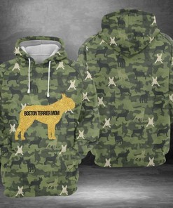 Boston Terrier Mom Camo 3D Print Hoodie - Perfect Gift for Boston Terrier Moms