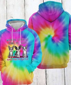 Boston Terrier Tie Dye All Over Print 3D Hoodie - Ideal Hoodie for Dog Lovers