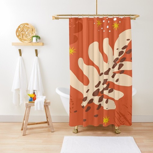 Botanic Disney Boho Abstract Patterns Shower Curtain - Trendy and Eco-Friendly Bathroom Decoration with Hooks Included