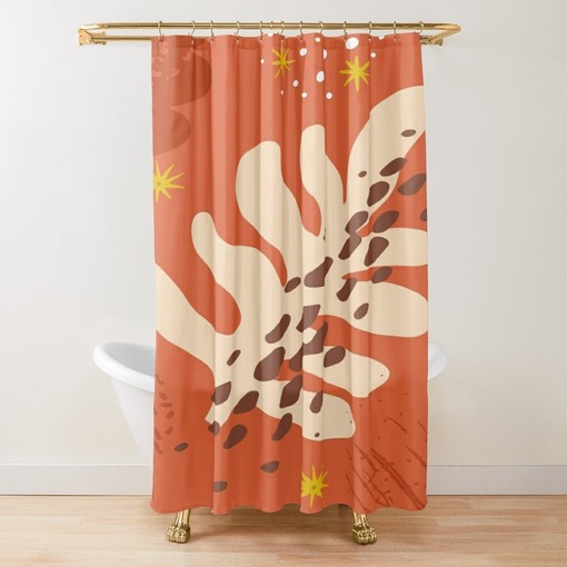 Botanic Disney Boho Abstract Patterns Shower Curtain - Trendy and Eco-Friendly Bathroom Decoration with Hooks Included - Image 2