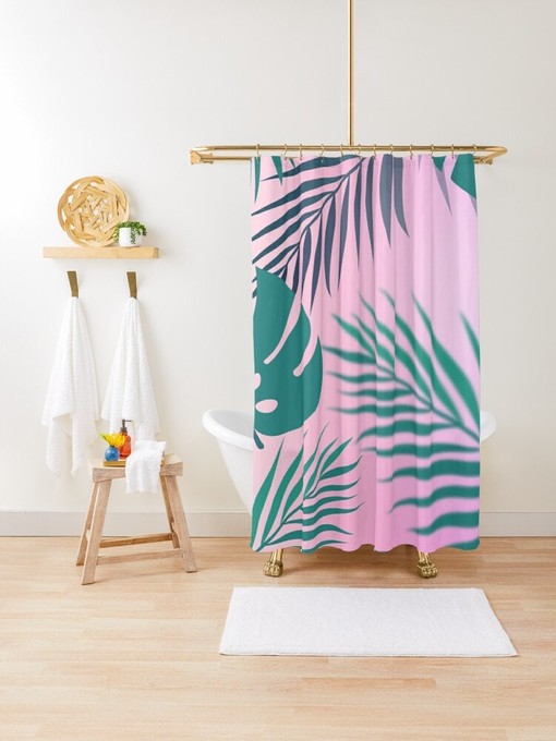 Botanic Summer Boho Shower Curtain - Featuring Eco-Friendly Material for Vibrant Floral Bathroom Decor - Image 2