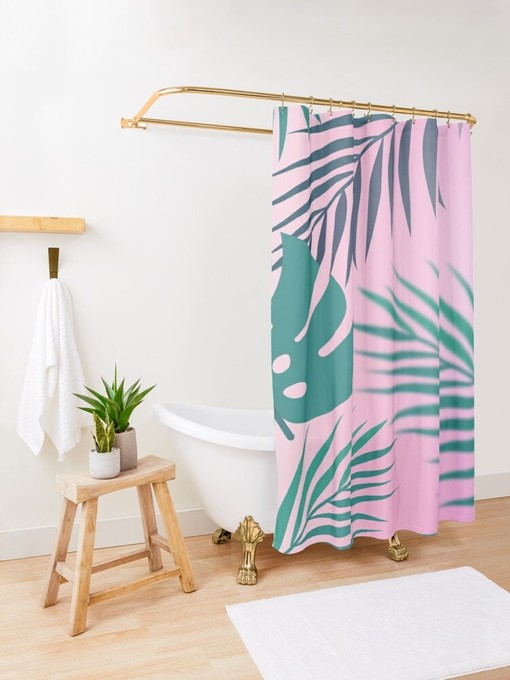 Botanic Summer Boho Shower Curtain - Featuring Eco-Friendly Material for Vibrant Floral Bathroom Decor - Image 3