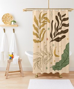 Botanic and Floral Shower Curtain - Chic Boho Bathroom Decor with Eco-Friendly Material and Waterproof Features