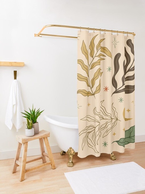 Botanic and Floral Shower Curtain - Chic Boho Bathroom Decor with Eco-Friendly Material and Waterproof Features - Image 3