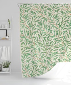 Botanical Boho Shower Curtain - Art Nouveau Leaves Design for Eco-Friendly Bath Decor