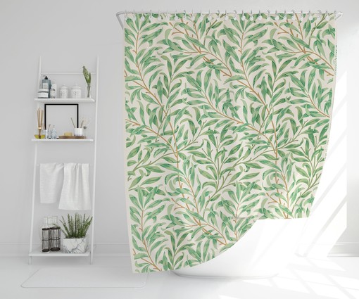 Botanical Boho Shower Curtain - Art Nouveau Leaves Design for Eco-Friendly Bath Decor