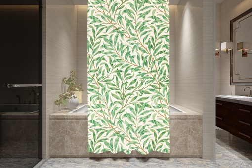 Botanical Boho Shower Curtain - Art Nouveau Leaves Design for Eco-Friendly Bath Decor - Image 2