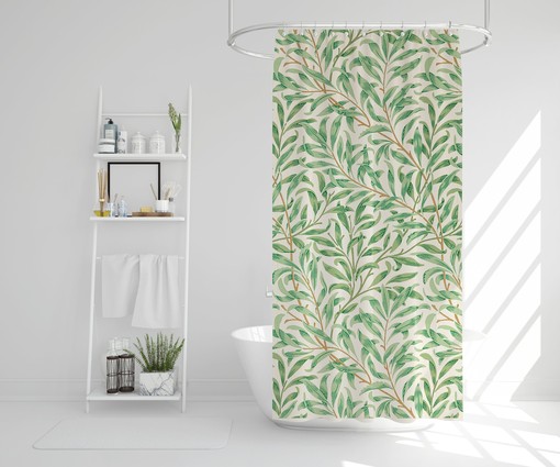 Botanical Boho Shower Curtain - Art Nouveau Leaves Design for Eco-Friendly Bath Decor - Image 3