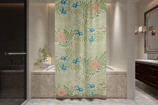 Botanical Boho Shower Curtain - Chic Floral Design Featuring Eco-Friendly and Waterproof Material