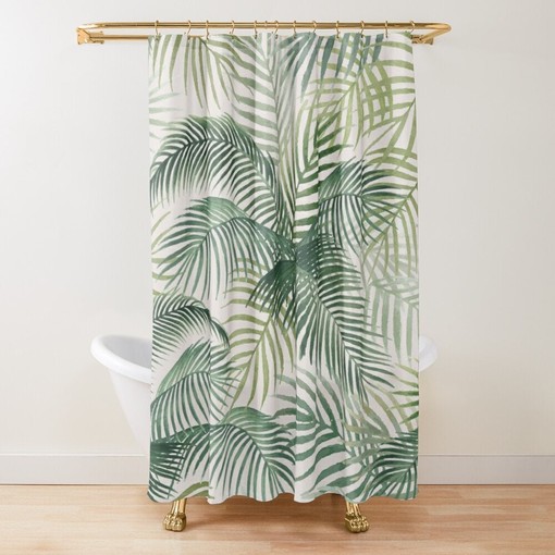 Botanical Boho Shower Curtain - Vibrant Art Nouveau Leaves Design for Eco-Friendly Bath Decor - Image 2