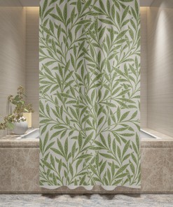 Botanical Disney Boho Shower Curtain - Green Leaves Tropical Decor with Eco-Friendly and Waterproof Material with Hooks