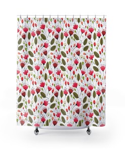 Botanical Flower Shower Curtain for Floral Bathroom, Colorful Shower Curtains