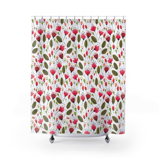 Botanical Flower Shower Curtain for Floral Bathroom, Colorful Shower Curtains