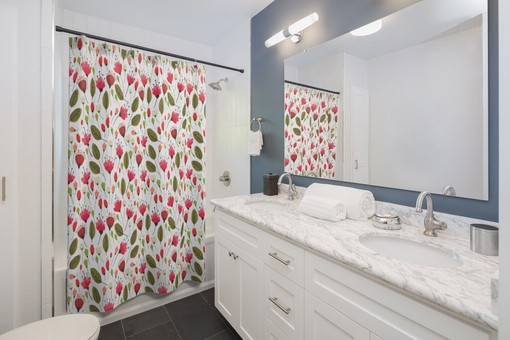 Botanical Flower Shower Curtain for Floral Bathroom, Colorful Shower Curtains - Image 2