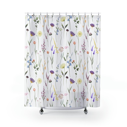 Botanical Garden Flowers Shower Curtain - Scenic and Floral Curtain for Farmhouse Bathroom - Image 2
