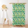 Botanical Monstera Palm Shower Curtain | Green Leaves Print Fabric | Waterproof Bathroom Mat