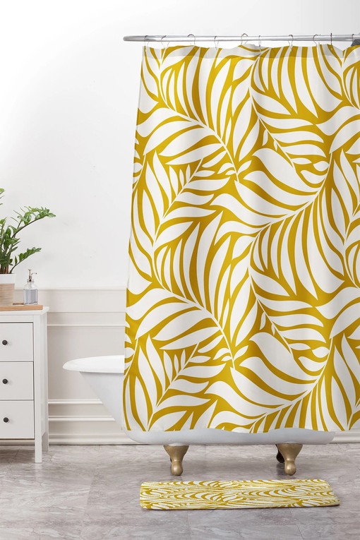 Botanical Nature Inspired Shower Curtain, Joyous Addition to Your Boho Bathroom Decor, Fabric Bath Curtain