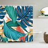 Botanical Palm Jungle Shower Curtain | Colorful Leaves Forest Print | Bath Decor