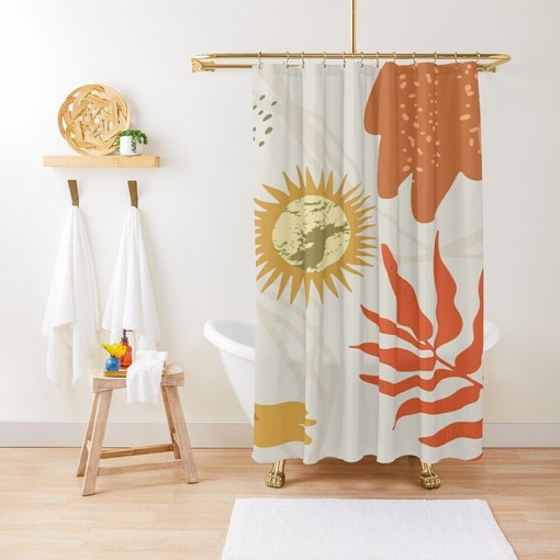 Botanical Shower Curtain Plant Leaves | Houseplant Bathroom Decor + Quotes | Eco-Friendly Material