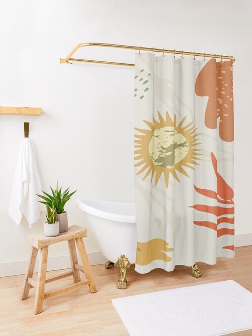 Botanical Shower Curtain Plant Leaves | Houseplant Bathroom Decor + Quotes | Eco-Friendly Material - Image 3