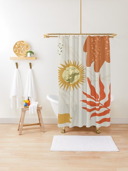 Botanical Shower Curtain Plant Leaves | Houseplant Bathroom Decor + Quotes | Eco-Friendly Material - Image 4