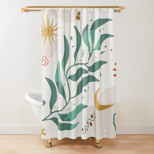 Botanical Shower Curtain Plant Leaves | Houseplant Inspired | Bathroom Decor Eco-Friendly Material - Image 4