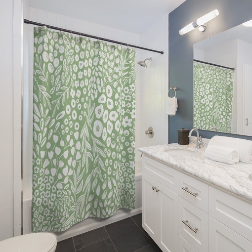 Botanical Shower Curtain with Herbs and Plant Leaves Nature Bath Set - Refreshing and Natural Bathroom Decor - Image 2