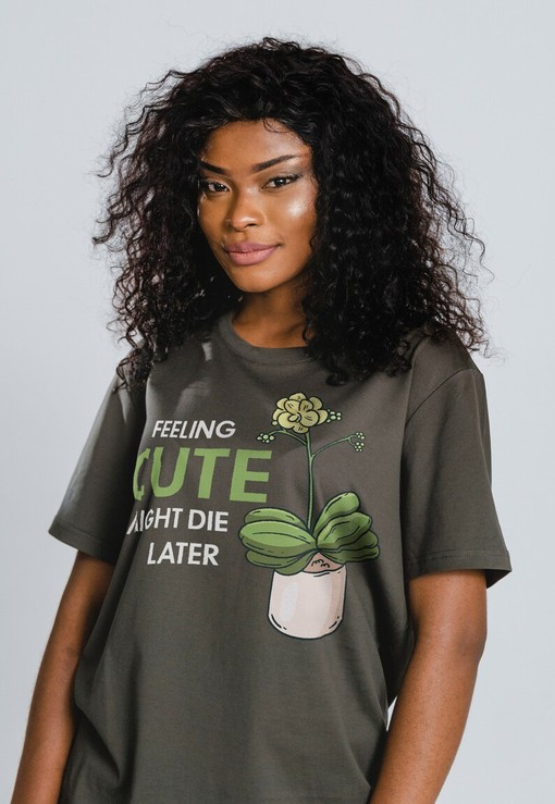 Botanical Tee for Plant Lovers with Feeling Cute Might Die Later Quote