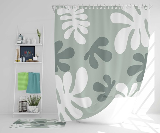 Botanical Tropical Leaves Shower Curtain | Forest Tree Print | Fabric Bathroom Decor - Image 2