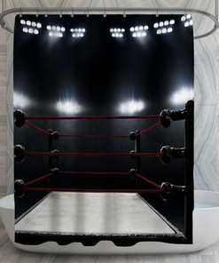 Boxing Ring Shower Curtain | Sports Bathroom Decor | Cool Bath Decor