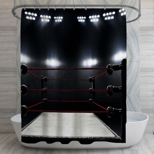 Boxing Ring Shower Curtain | Sports Bathroom Decor | Cool Bath Decor