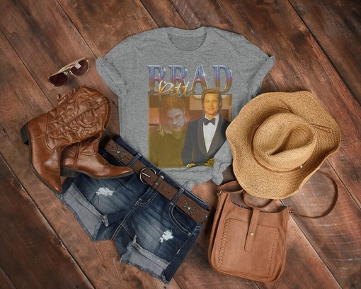 Brad Pitt 90s Vintage Homage Unisex T-shirt - Retro 90s Aesthetic Tees Shirt - Once Upon A Time Unisex T-Shirt - Image 3