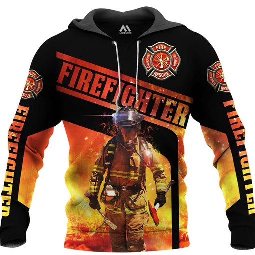 Brave Firefighter Custom All Over Print 3D Hoodie - Unique Hoodie for Firefighters