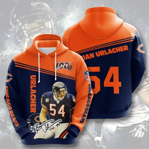 Brian Urlacher Chicago Bears Custom All Over Print 3D Hoodie - Ideal for Bears Fans