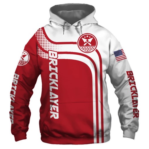 Bricklayer Red US Flag Custom All Over Print 3D Hoodie - Patriotic Hoodie for Bricklayer Fans