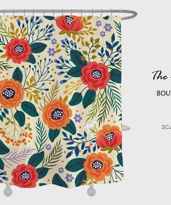 Bright Color Minimalist Flowers Shower Curtain for Your Bathroom
