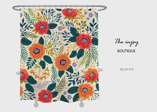 Bright Color Minimalist Flowers Shower Curtain for Your Bathroom