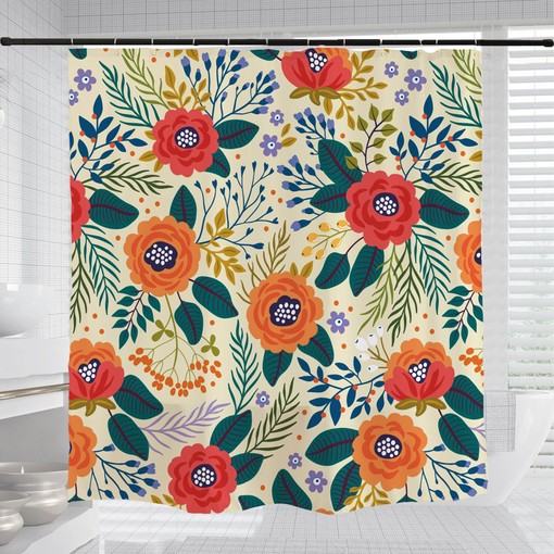 Bright Color Minimalist Flowers Shower Curtain for Your Bathroom - Image 3