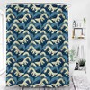 Bring a Piece of Japan Home with Blue Ocean Waves Shower Curtain, Japanese Themed Marine Bathroom Curtain