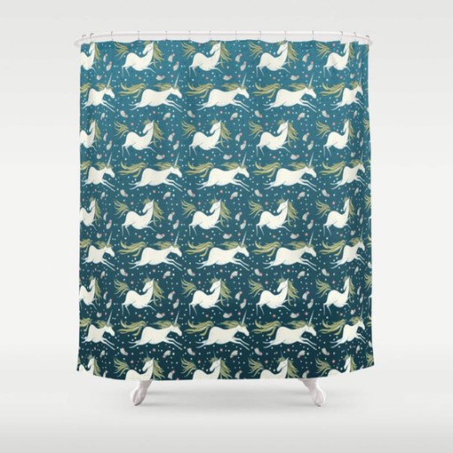 Bring a Touch of Magic to Your Bathroom with Magical Horse Horn Animal Pattern Shower Curtain, Unicorns Bathroom Curtain - Image 2