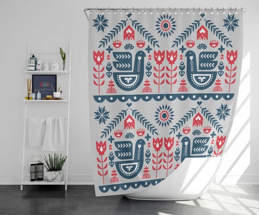 Bring a Touch of Scandinavia to Your Bathroom with Nordic Forest Bird Shower Curtain, Scandinavian Design Bathroom Decor