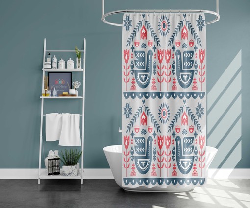 Bring a Touch of Scandinavia to Your Bathroom with Nordic Forest Bird Shower Curtain, Scandinavian Design Bathroom Decor - Image 2