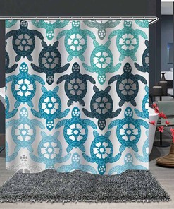 Bring the Ocean to Your Bathroom with Blue Turtle Ocean Shower Curtain, Sea Creature Bathroom Decoration with Fabric