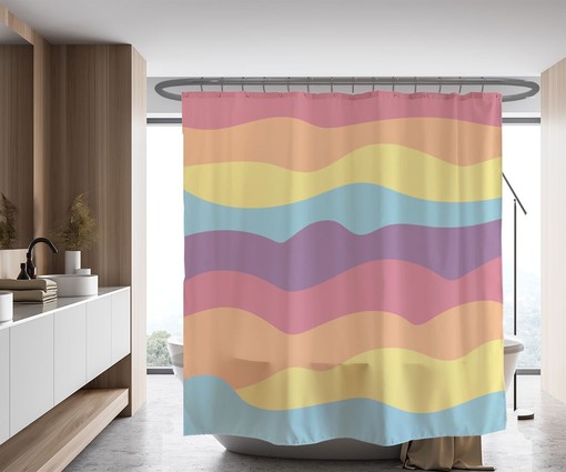 Bring the Ocean to Your Bathroom with Bright and Colorful Ocean Shower Curtain, Waterproof Polyester Fabric - Image 2