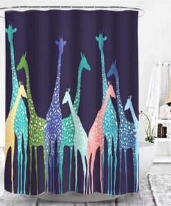 Bring the Safari Home with Animal Fauna Wildlife Forest Shower Curtain, Colorful Giraffes Pattern