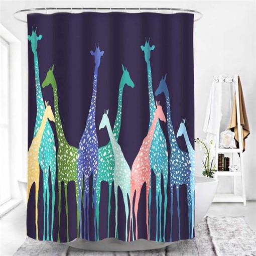 Bring the Safari Home with Animal Fauna Wildlife Forest Shower Curtain, Colorful Giraffes Pattern