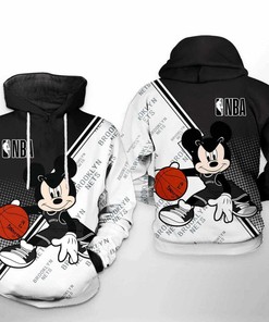 Brooklyn Nets Mickey Hoodie with Bold All Over Print Design - Perfect for NBA Fans